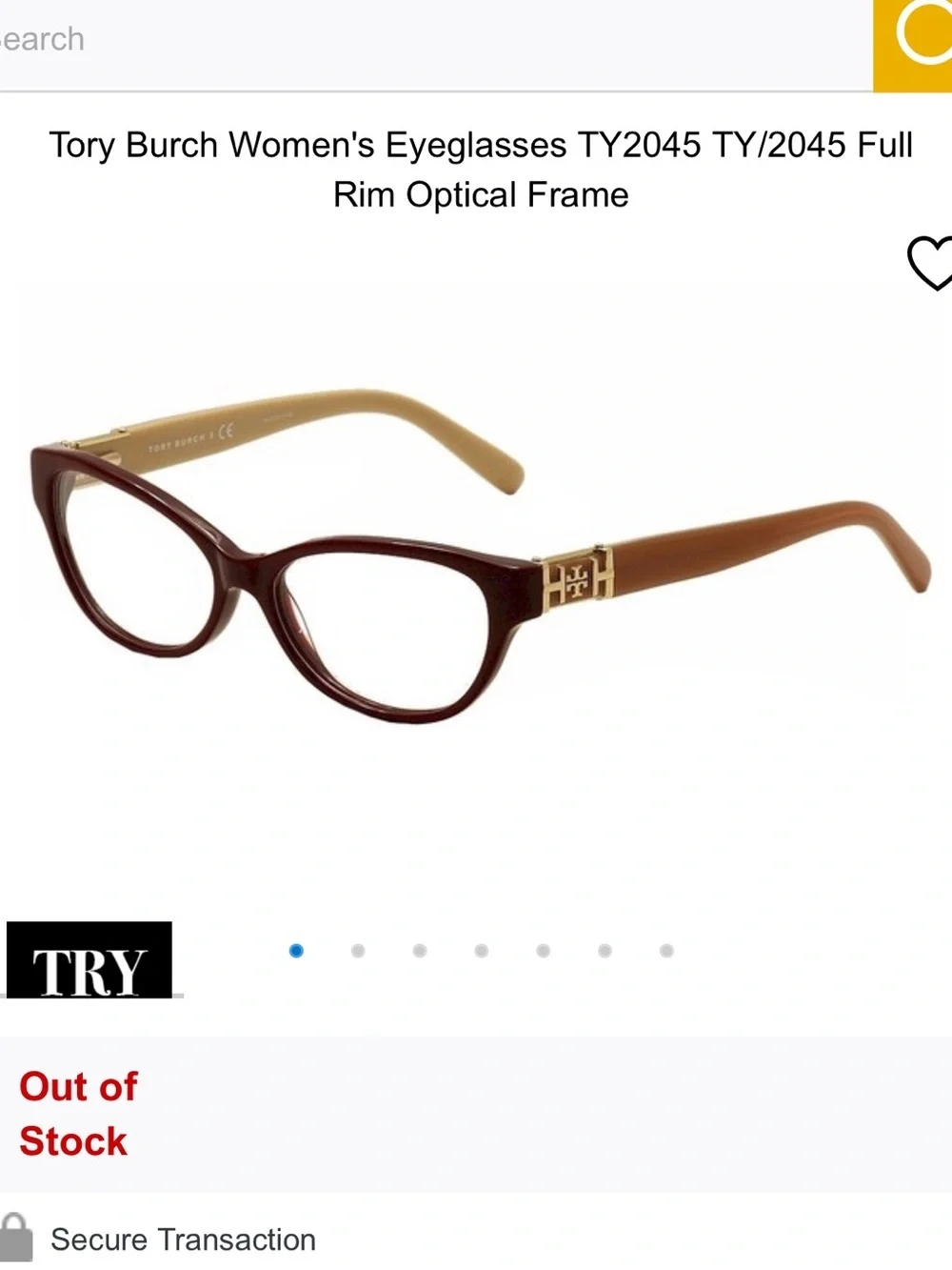 Tory Burch Cat-Eye Glasses in Brown with Cream Temples